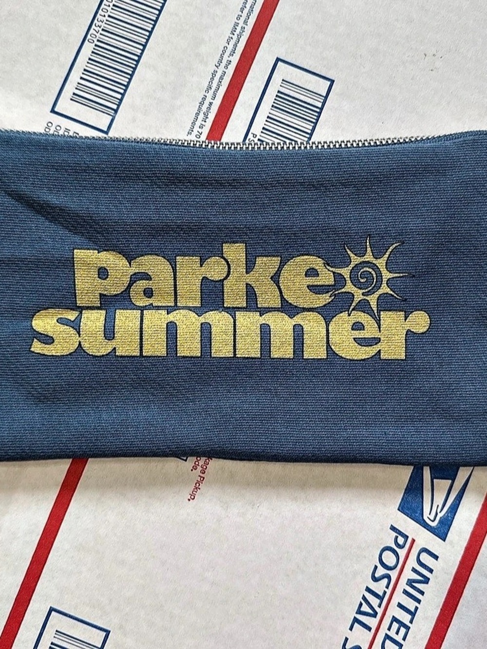 Parke Summer Pouch Blue & Yellow Graphic NWT
